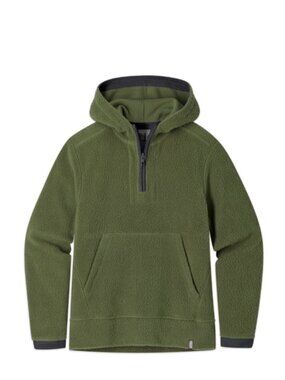 Stio Kids' Rawlins Fleece Hooded Pullover Olive Green Kids sweatshirt Hoodie L